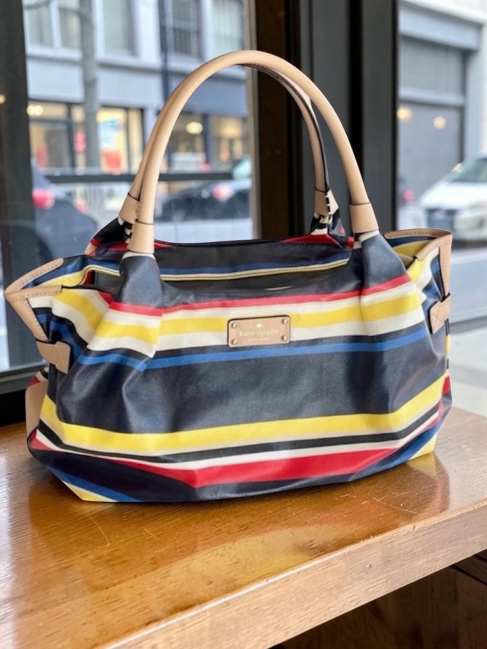 kate spade Multicolor Navy, Yellow, Red & Cream Striped Tote